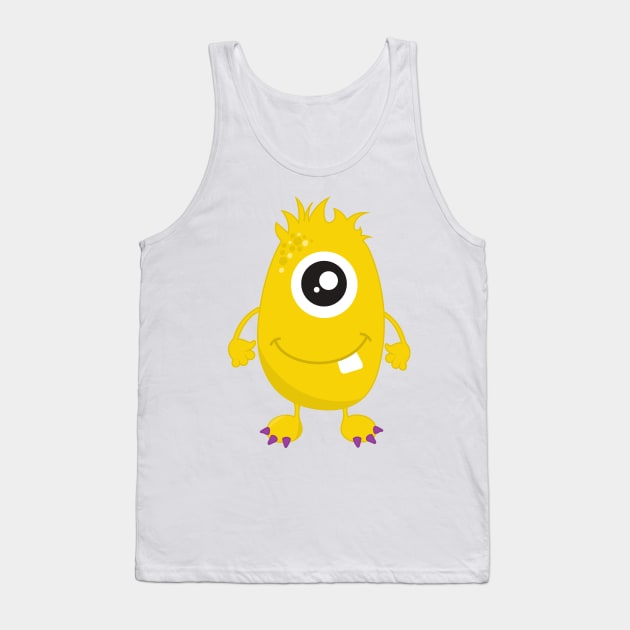 Cute Monster, Yellow Monster, Funny Monster, Silly Tank Top by Jelena Dunčević